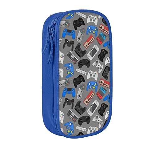 Perinsto Video Game Controller Background Pencil Case Big Capacity Multi Compartment Stationery Box Pencil Pouch Holder Desk Organizer For School Office Home, Blue - Image 2