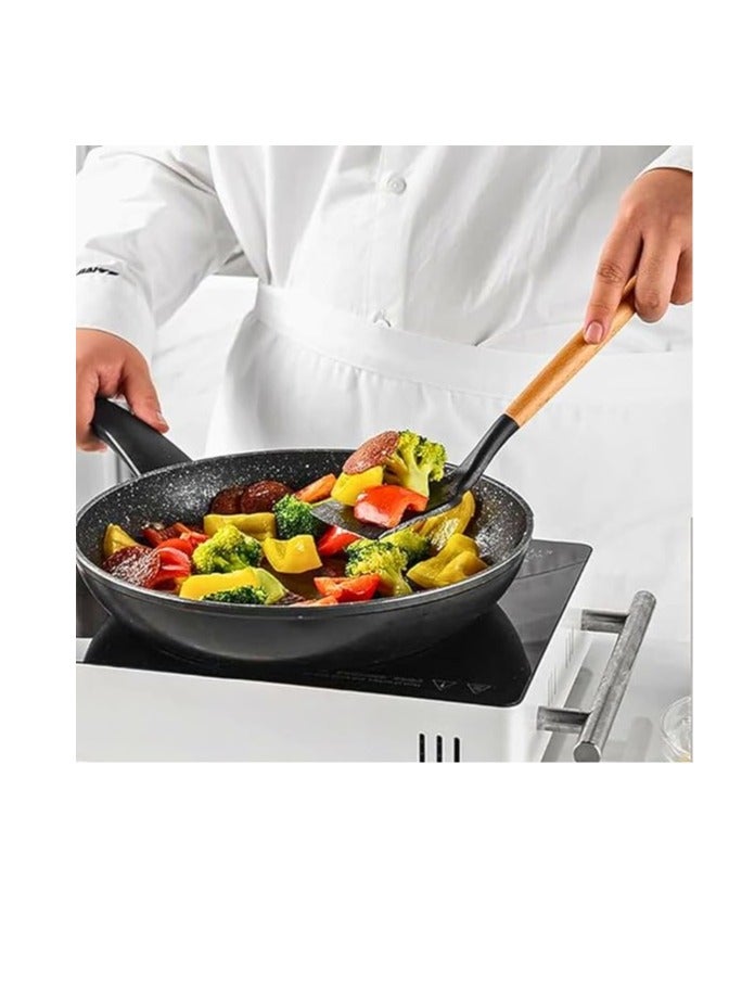 Silicone Cooking Utensils 13 Pieces- Long Wooden Handles, ( Pink ) - Image 5