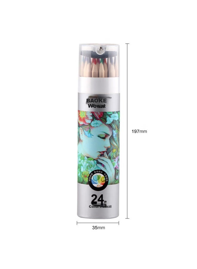 Baoke (Baoke) Po1624 Natural Wood Oil-Based 24 Colors Triangular Shaft Colored Pencils Coloring Drawing Pens Paper Tube Packaging - Image 3