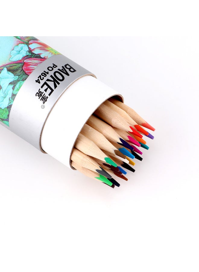 Baoke (Baoke) Po1624 Natural Wood Oil-Based 24 Colors Triangular Shaft Colored Pencils Coloring Drawing Pens Paper Tube Packaging - Image 2