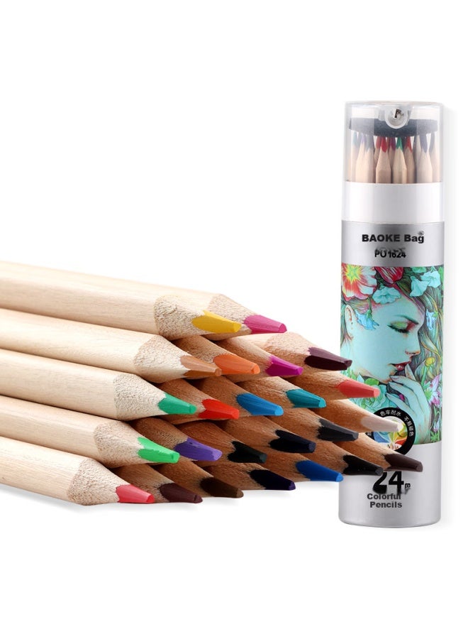Baoke (Baoke) Po1624 Natural Wood Oil-Based 24 Colors Triangular Shaft Colored Pencils Coloring Drawing Pens Paper Tube Packaging - Image 5