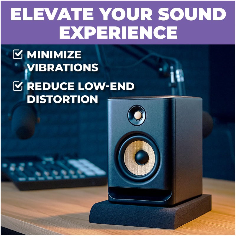 Liquid Stands Studio Monitor Sound Isolation Pads for Speakers 5" High-Density Speaker Foam Pads That Prevents Vibrations Angled Speaker Riser - Acoustic Speakers Isolation Pad for Floor, Desktop - Image 5