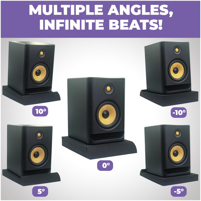 Liquid Stands Studio Monitor Sound Isolation Pads for Speakers 5" High-Density Speaker Foam Pads That Prevents Vibrations Angled Speaker Riser - Acoustic Speakers Isolation Pad for Floor, Desktop - Image 4