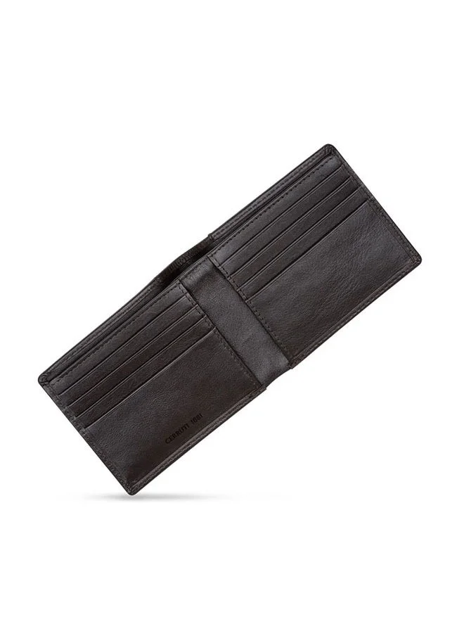 CERRUTI 1881 Men's Bi-Fold Dark Brown Leather Wallet Plain