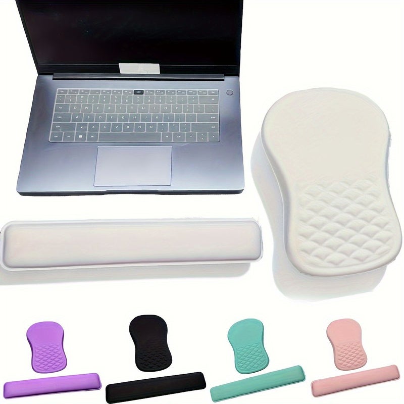 Blue Ergonomic Mouse Pad with Wrist Support Anti Slip Comfort Typing - Image 1