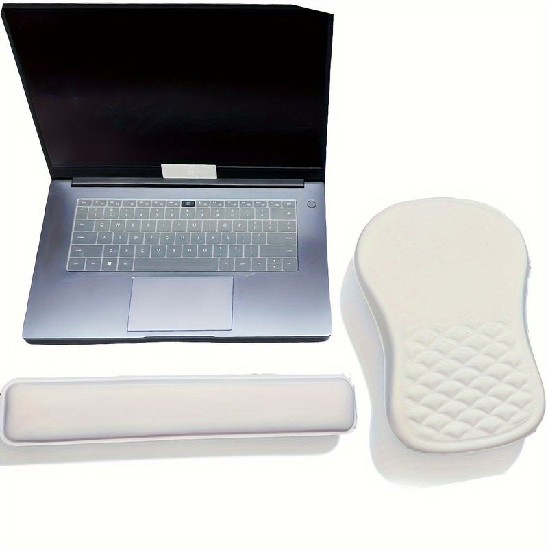 Blue Ergonomic Mouse Pad with Wrist Support Anti Slip Comfort Typing - Image 3