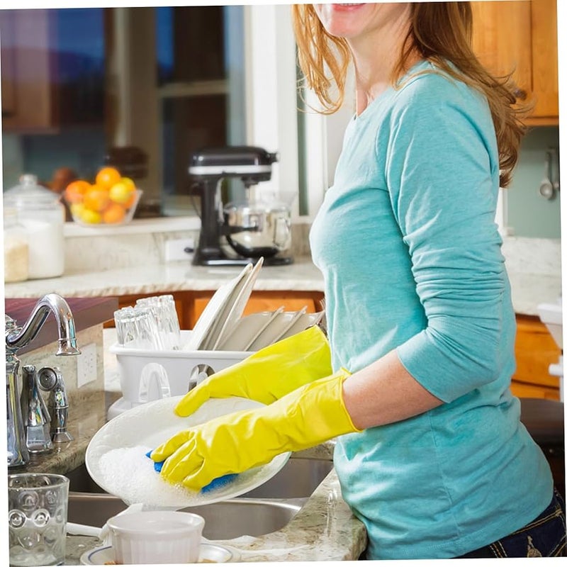 VALICLUD 3 Pairs Medium Latex Cleaning Gloves Textured Grip for Kitchen Dishwashing Household and Gardening - Image 4