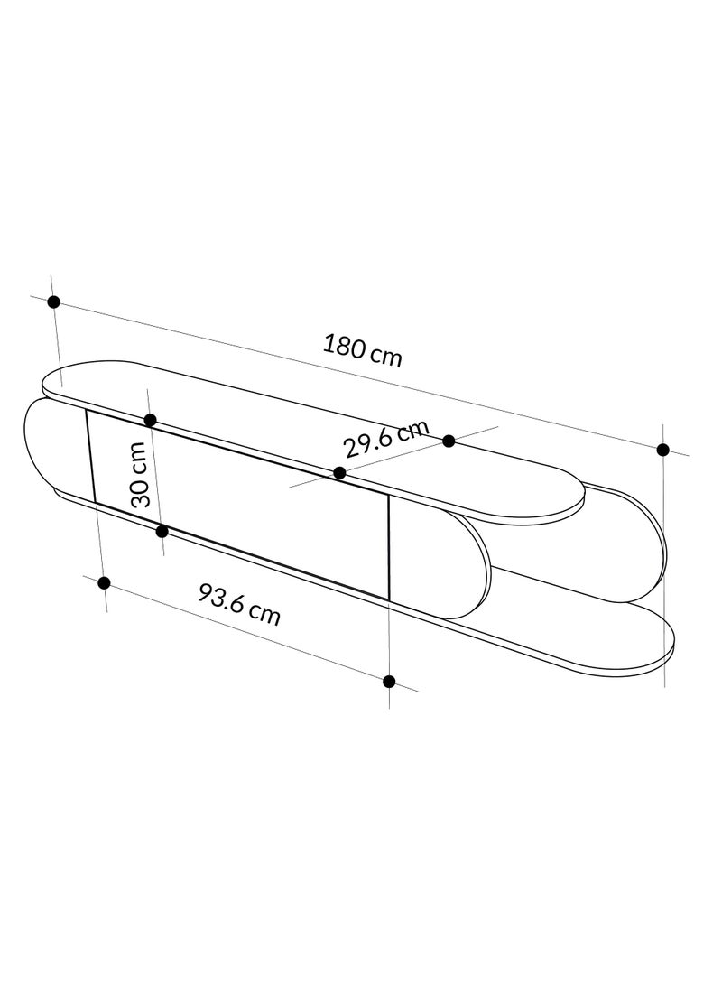 موراه حامل تلفزيون عائم عصري من موراه هوم تون، حتى 65 بوصة | بابان للتخزين | وحدة تلفزيون مع مساحتي تخزين | 180×29.6×30 سم | رمادي-أبيض عتيق - Image 5