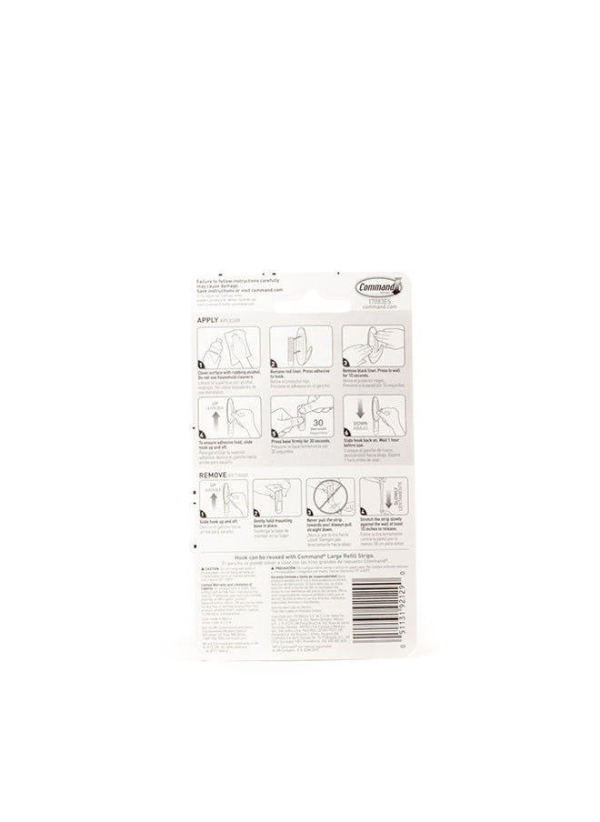 Command - Command 17083ES Designer Hook with strips, Large, Holds 2.2 Kg. each hook, white color. 1 hook and 2 strips/pack - Image 1