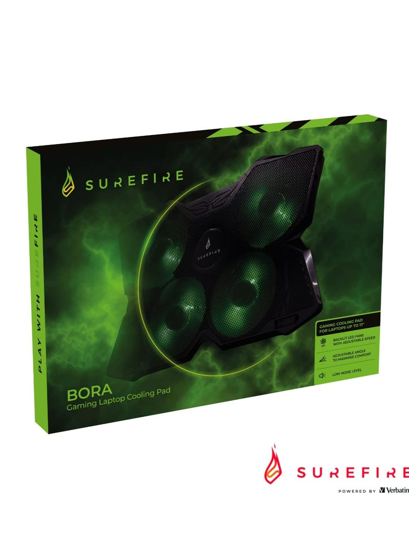SureFire Bora Gaming Laptop Cooling Pad, Laptop Cooler 12-17 Inches, Notebook Fan Cooling Pads, Cooling Pad for Laptops up to 17 Inches, External Laptop Fan up to 1200 rpm, Max 26 dBA, Green - Image 2