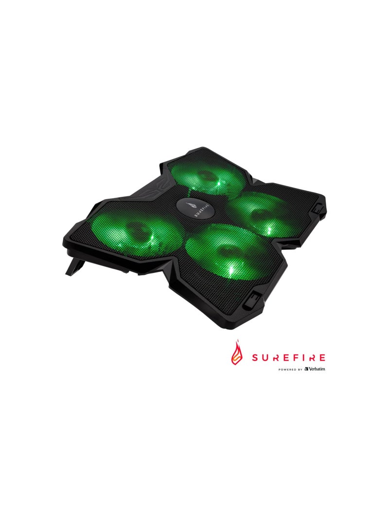 SureFire Bora Gaming Laptop Cooling Pad, Laptop Cooler 12-17 Inches, Notebook Fan Cooling Pads, Cooling Pad for Laptops up to 17 Inches, External Laptop Fan up to 1200 rpm, Max 26 dBA, Green - Image 4