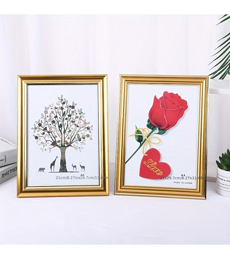 A Set Of 3 A4 Size Gold Picture Frames For Documents Certificates Diplomas Honor Awards Business Licenses Wedding Photos Usable Horizontally And Vertically Suitable For Wall Hanging Or Standing Display - Image 4