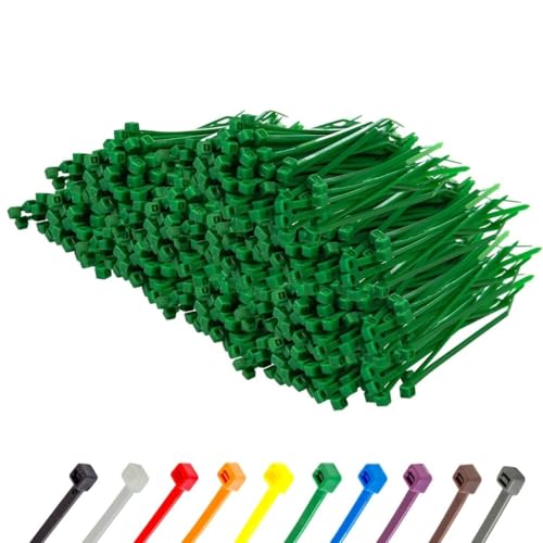 GTSE 6 Inch Green Zip Ties, 1,000 Bulk Pack, 40lb Strength, UV Resistant Strong Nylon Cable Ties, Self-Locking 6" Tie Wraps - Image 1