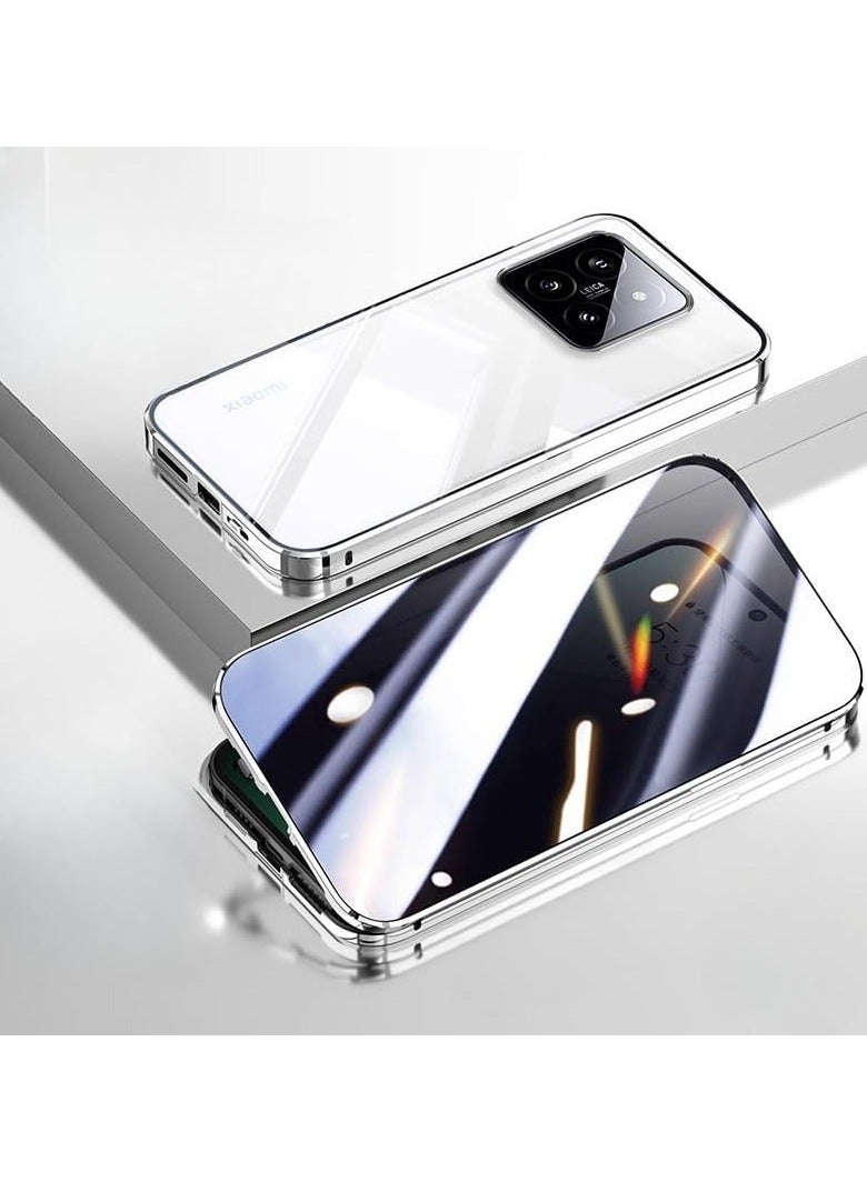 Compatible with Mi 14 mobile phone case, magneto double-sided glass shield, privacy protection, metal magnetic, lens full package protection, shock-proof, anti-drop case