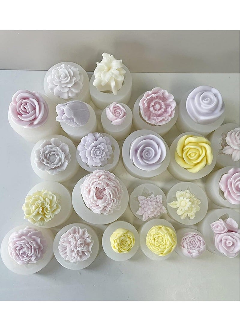 Captaintech 2PCS Flower Candle Silicone Mold Mini Soap Resin Mould 3D Chocolate Cake Fondant Rose Sunflower DIY Handmade Making Molds Epoxy Casting  - Image 5