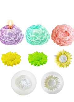 Captaintech 2PCS Flower Candle Silicone Mold Mini Soap Resin Mould 3D Chocolate Cake Fondant Rose Sunflower DIY Handmade Making Molds Epoxy Casting  - Image 1