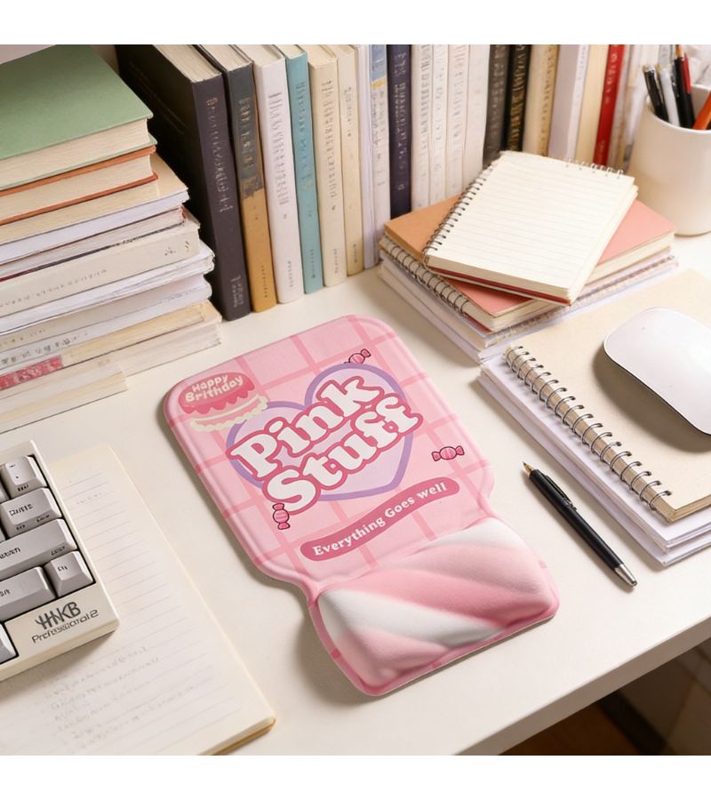 Pink Ergonomic Mouse Wrist Rest Cherry Blossom Shape Silicone Cushion Pad For Gaming Work - Image 1