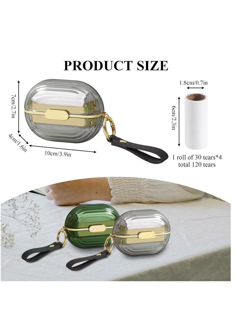 Double sided Travel Portable Lint Roller with Hand Strap Reusable Mini Extra Sticky Dog Cat Pet Hair Remover Luxury Lint Remover for Clothes Bag Dust Fuzz Fur with 4 Refills Grey - Image 2