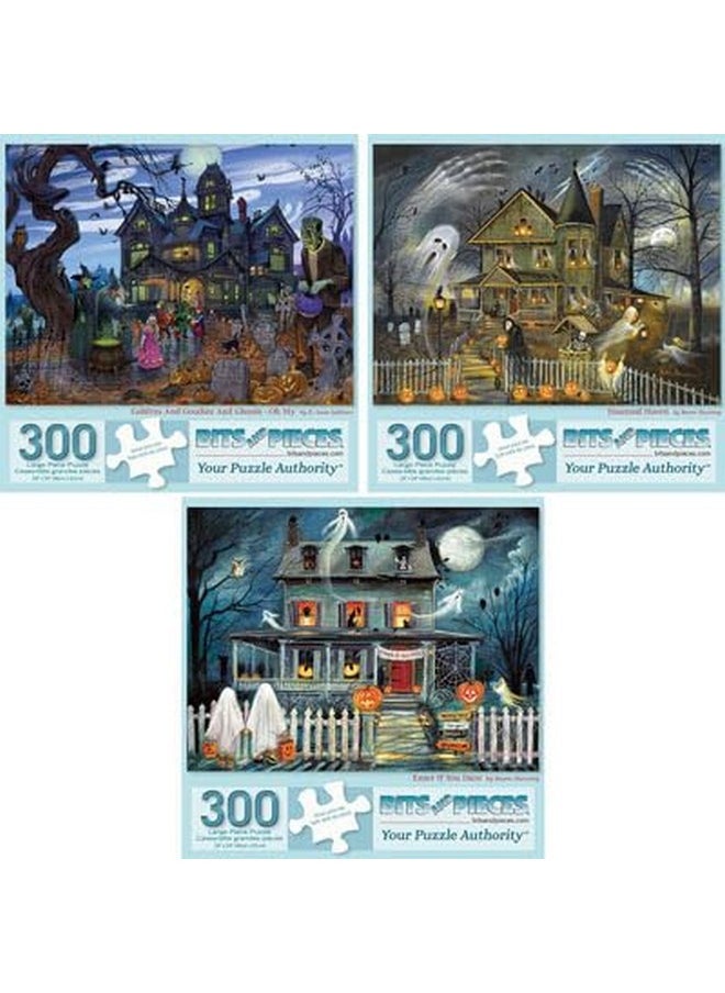 Bits and Pieces Bits and Pieces - Value Set of Three - 300 Piece Jigsaw Puzzles for Adults - Large Piece 300 pc Halloween Jigsaws by Artist Ruane Manning - 18” x 24”  - Image 2