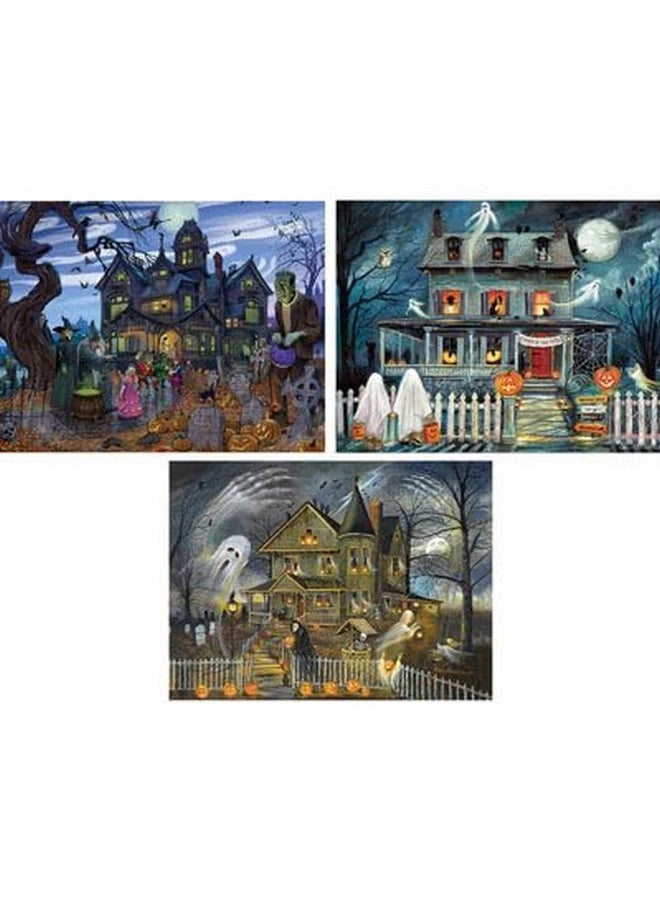 Bits and Pieces Bits and Pieces - Value Set of Three - 300 Piece Jigsaw Puzzles for Adults - Large Piece 300 pc Halloween Jigsaws by Artist Ruane Manning - 18” x 24”  - Image 1