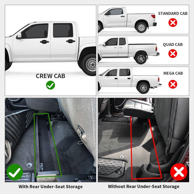 LASFIT Floor Mats for Ram 1500 Crew Cab 2025 2026 with Rear Under-Seat Factory Storage Bucket Seat, All Weather TPE Custom Fit Car Mats Floor Liners 1st & 2nd Row, Black - Image 2