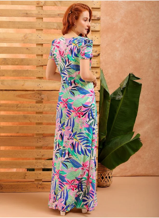 Freehand Women Flared Casual Tropical Print Dress