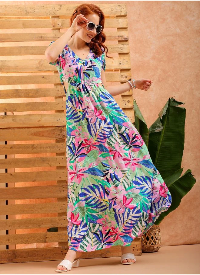 Freehand Women Flared Casual Tropical Print Dress