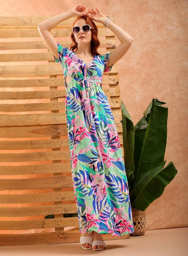 Freehand Women Flared Casual Tropical Print Dress