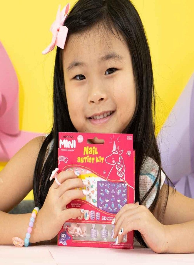 Impress KISS imPRESS No Glue Mani Press On Nails, , 'Nail Artist Kit', Pink, Kids Size, Squoval Shape, Includes 26 Nails, 4 Sticker Sheets, 1 Mini File - Image 3