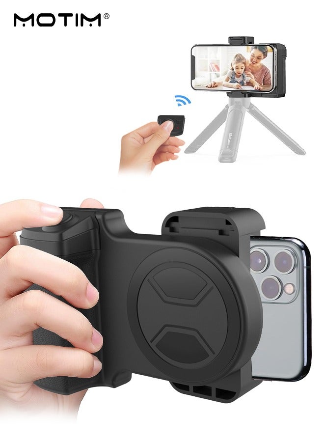 Motim Magnetic Phone Camera Shutter Grip, Smartphone Ergonomic Camera Grip Handle Holder with Wireless Bluetooth Remote Control - 1/4" Screw for iPhone & Android Phones Video/Photo Shooting - Image 1