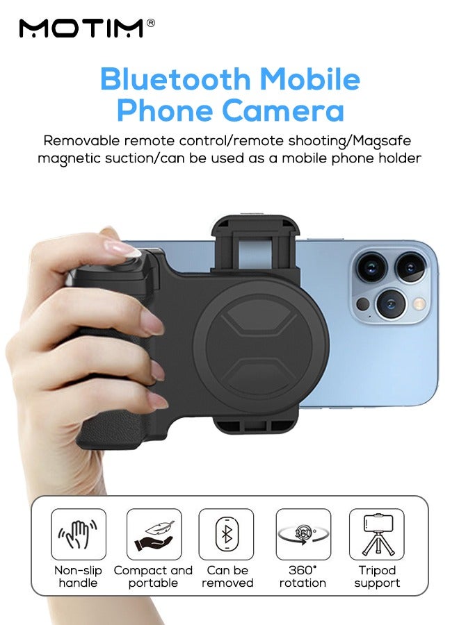 Motim Magnetic Phone Camera Shutter Grip, Smartphone Ergonomic Camera Grip Handle Holder with Wireless Bluetooth Remote Control - 1/4" Screw for iPhone & Android Phones Video/Photo Shooting - Image 2