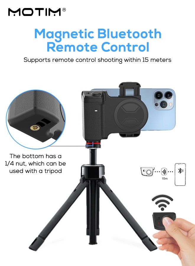 Motim Magnetic Phone Camera Shutter Grip, Smartphone Ergonomic Camera Grip Handle Holder with Wireless Bluetooth Remote Control - 1/4" Screw for iPhone & Android Phones Video/Photo Shooting - Image 5