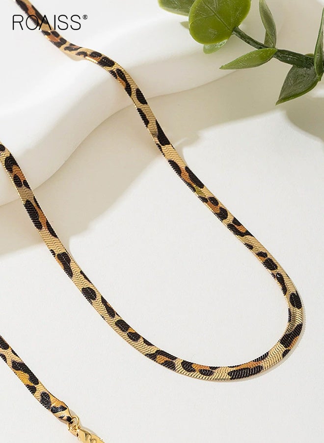 رويس مجموعة مجوهرات نسائية بسيطة ومبالغ فيها على شكل جلد الفهد مع سوار متناسق، مجموعة مجوهرات عصرية فريدة من نوعها، هدية أنيقة وجريئة تناسب كل يوم - Image 3