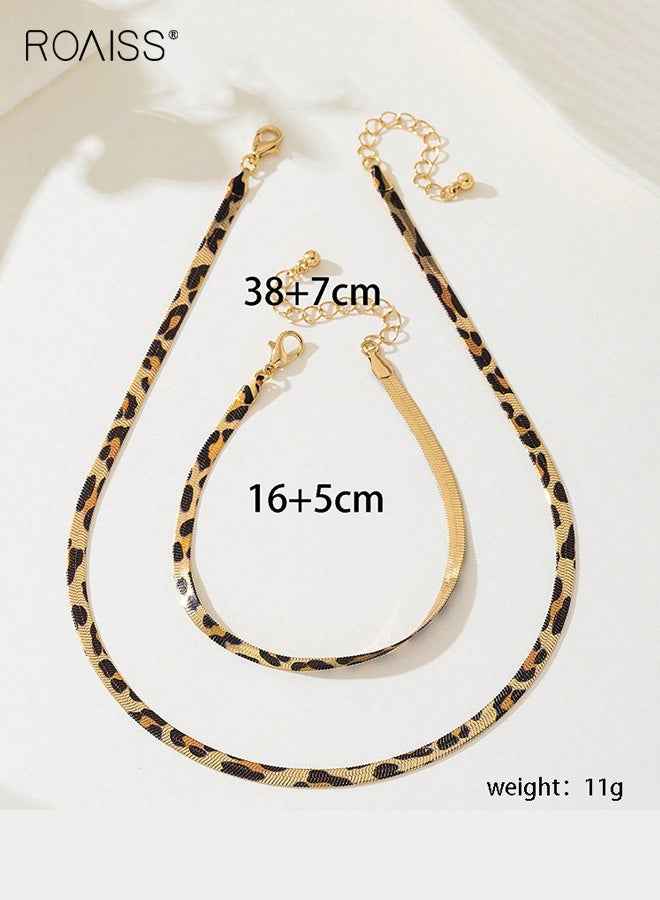 رويس مجموعة مجوهرات نسائية بسيطة ومبالغ فيها على شكل جلد الفهد مع سوار متناسق، مجموعة مجوهرات عصرية فريدة من نوعها، هدية أنيقة وجريئة تناسب كل يوم - Image 5