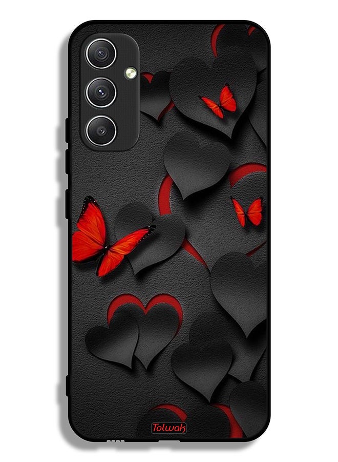 Tolwak Samsung Galaxy A34 5G Protective Case Cover Hearts And Butterflies Pattern - Image 1