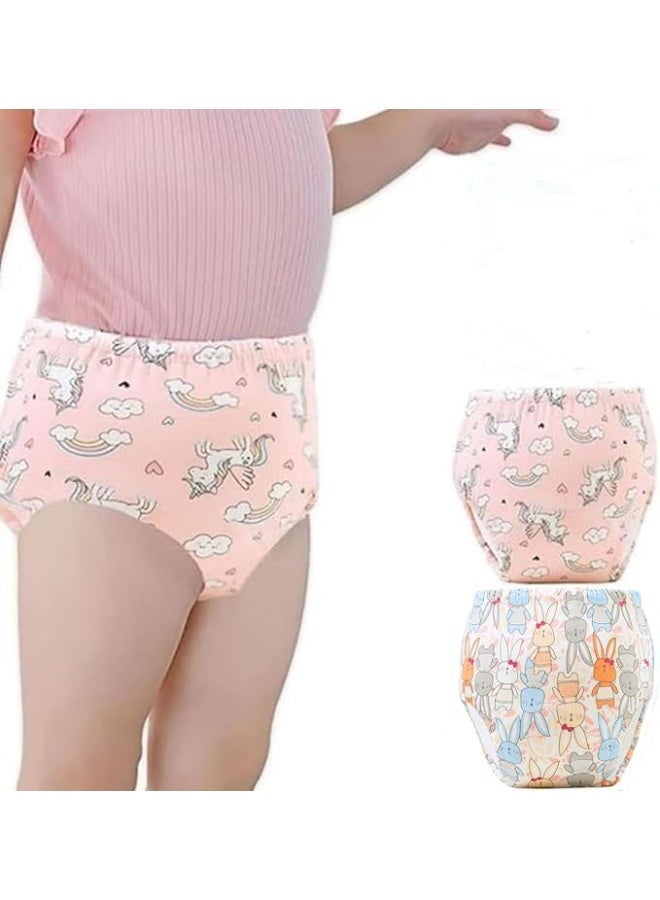 2 Pack Baby Potty Training Underwear for Boys and Girls,  Absorbent Training Pants for Toddlers with Printed Reusable Cotton Toilet Training Pants for 7-14kg Kids (2-3Years/100 yards) - Image 1