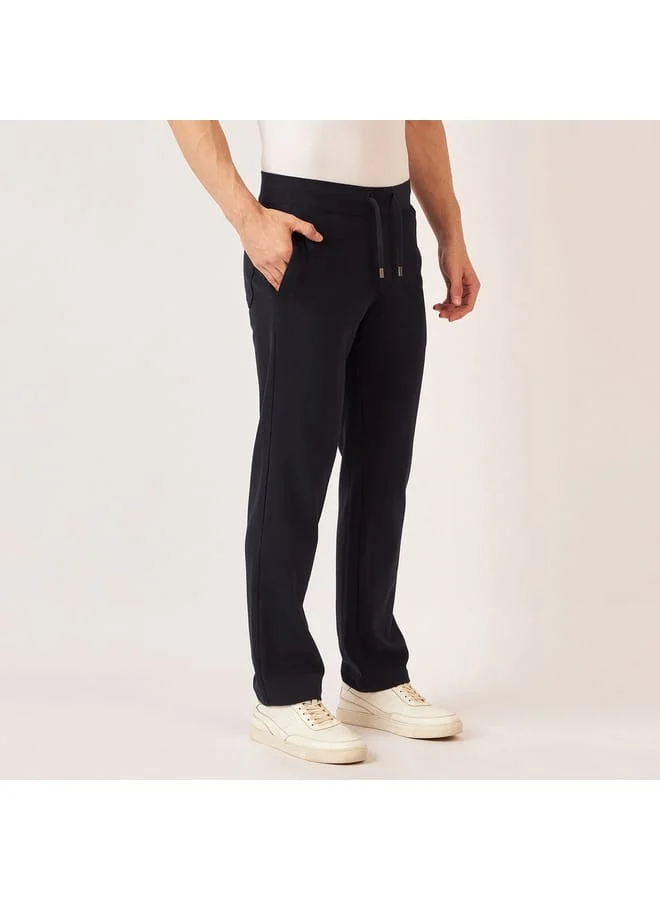 fahrenheit Fahrenheit Textured Track Pants with Drawstring Closure and Pockets
