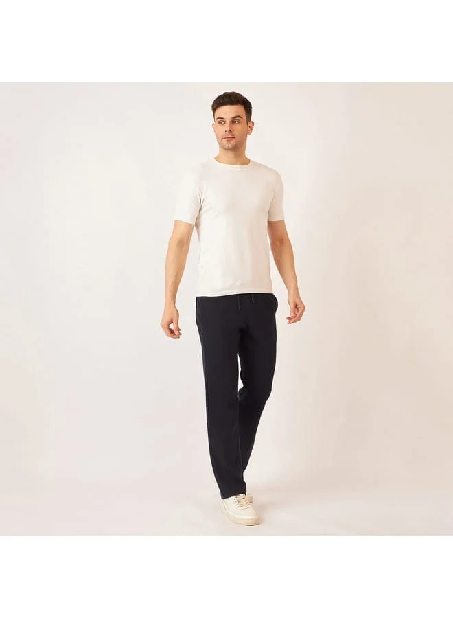 fahrenheit Fahrenheit Textured Track Pants with Drawstring Closure and Pockets