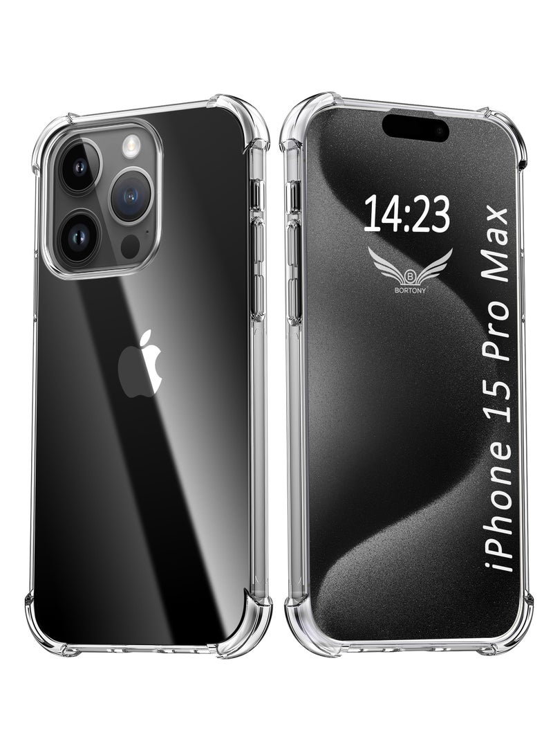 BORTONY iPhone 15 Pro Max Case Transparent Phone Cover Bumper Shell Corner Soft Edges Shockproof Protective Cover for Apple iPhone 15 Pro Max 6.7 Inch - Image 1