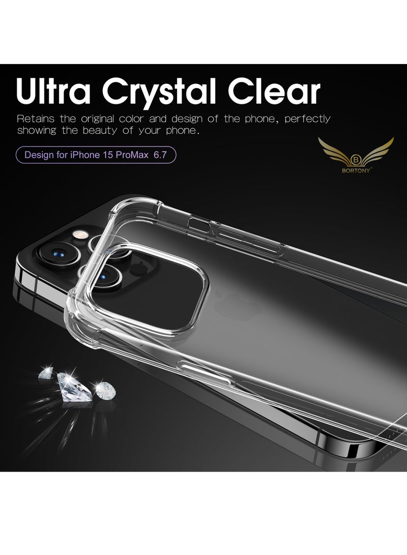 BORTONY iPhone 15 Pro Max Case Transparent Phone Cover Bumper Shell Corner Soft Edges Shockproof Protective Cover for Apple iPhone 15 Pro Max 6.7 Inch - Image 3