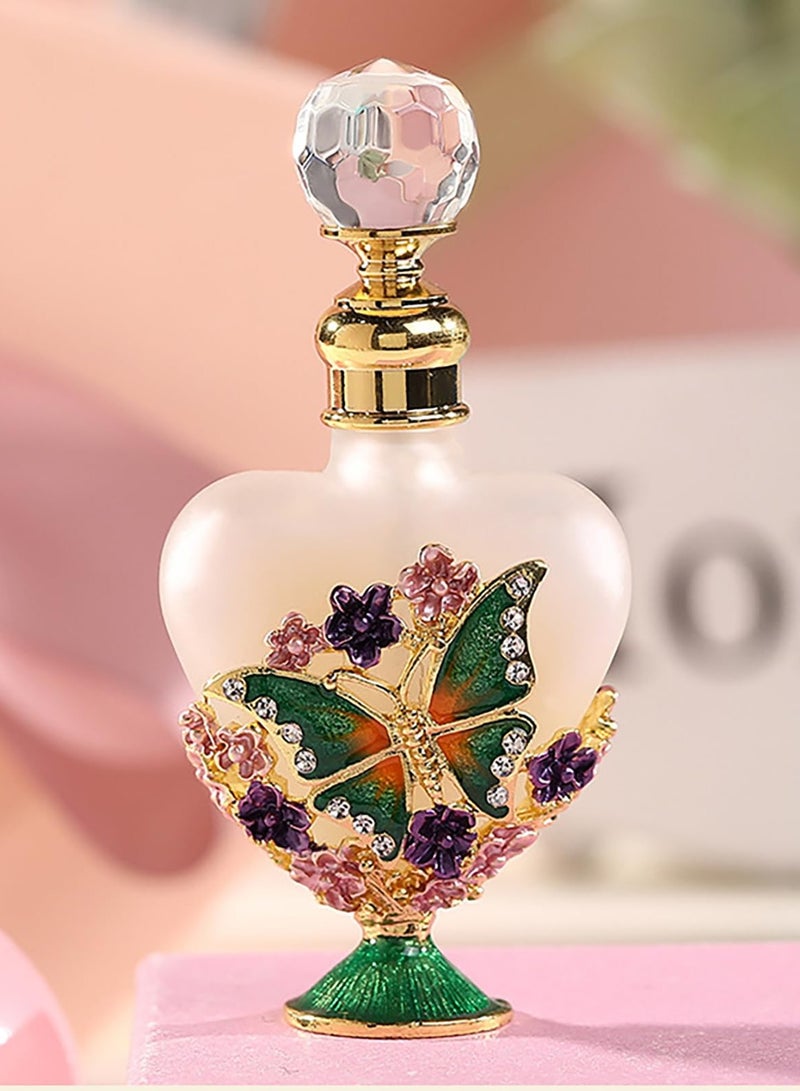 Mini Glass Empty Perfume Bottles, 1 Pack Miniature Vintage Crystal Glass Charm Decorative Perfume Decanter, Essential Oil Container for Travel and Business Trip, Golden,10ml  - Image 3