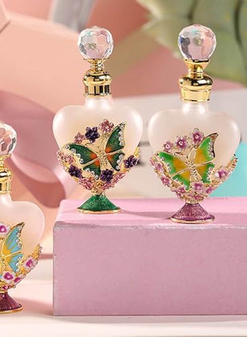 Mini Glass Empty Perfume Bottles, 1 Pack Miniature Vintage Crystal Glass Charm Decorative Perfume Decanter, Essential Oil Container for Travel and Business Trip, Golden,10ml  - Image 4
