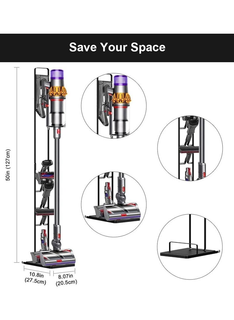 XICEN Vacuum Cleaner Stand – Vacuum Holder with Wheels for Dyson V6 V7 V8 V10 V11 V12 V15 Handheld Cordless Vacuum Cleaner & Accessories Seat Floor Stand Stable Metal Storage Bracket Organizer Rack - Image 3