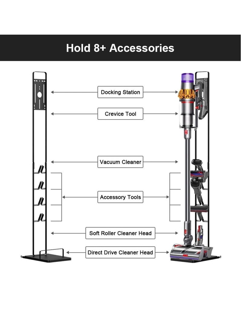 XICEN Vacuum Cleaner Stand – Vacuum Holder with Wheels for Dyson V6 V7 V8 V10 V11 V12 V15 Handheld Cordless Vacuum Cleaner & Accessories Seat Floor Stand Stable Metal Storage Bracket Organizer Rack - Image 2