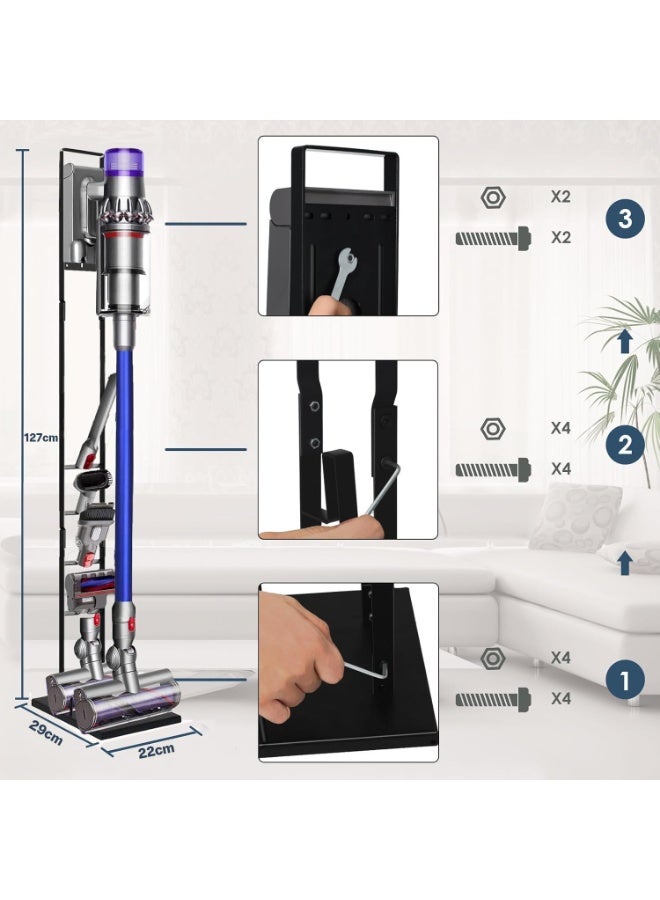 Vacuum Stand for Dyson DC30 DC31 DC34 DC35 DC58 DC59 DC62 V15 V12 V11 V10 V8 V7 V6 Cordless Cleaners, Dyson Accessory Storage, Stable Metal Storage Bracket Stand Holder with Trigger Lock,Easy Assembly, Space-Saving - Image 2