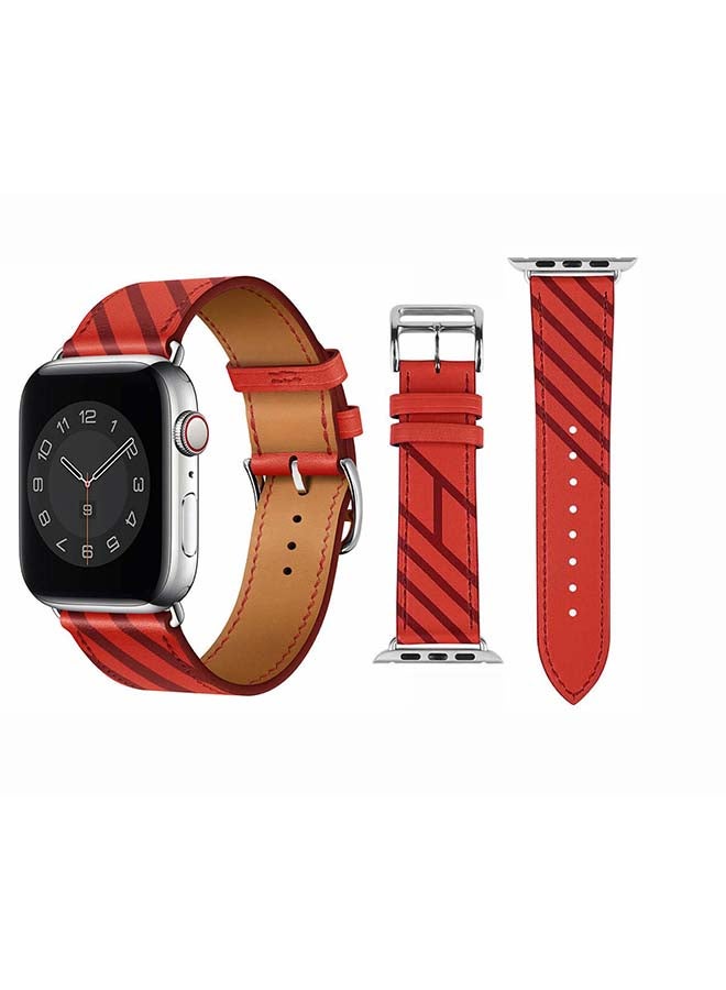 Perfii Supreme Genuine Leather Replacement Band for Apple Watch Series 6/SE/5/4/3/2/1 40/38mm Red - Image 1