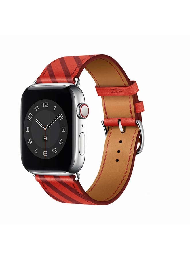 Perfii Supreme Genuine Leather Replacement Band for Apple Watch Series 6/SE/5/4/3/2/1 40/38mm Red - Image 2