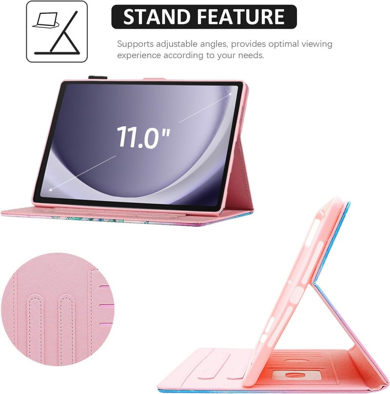 BYCeKe Case for Samsung Galaxy Tab A11+/A9 Plus 11 inch 2026/2024 PU Leather Multi Angle Stand Cover Slim Folio Protective Case for Galaxy Tab A11+/A9 Plus,Card Holder & Auto Wake/Sleep, Pink NoteBook - Image 5