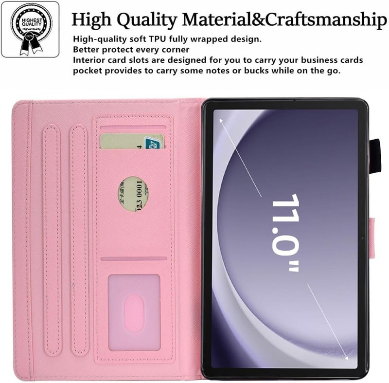 BYCeKe Case for Samsung Galaxy Tab A11+/A9 Plus 11 inch 2026/2024 PU Leather Multi Angle Stand Cover Slim Folio Protective Case for Galaxy Tab A11+/A9 Plus,Card Holder & Auto Wake/Sleep, Pink NoteBook - Image 3