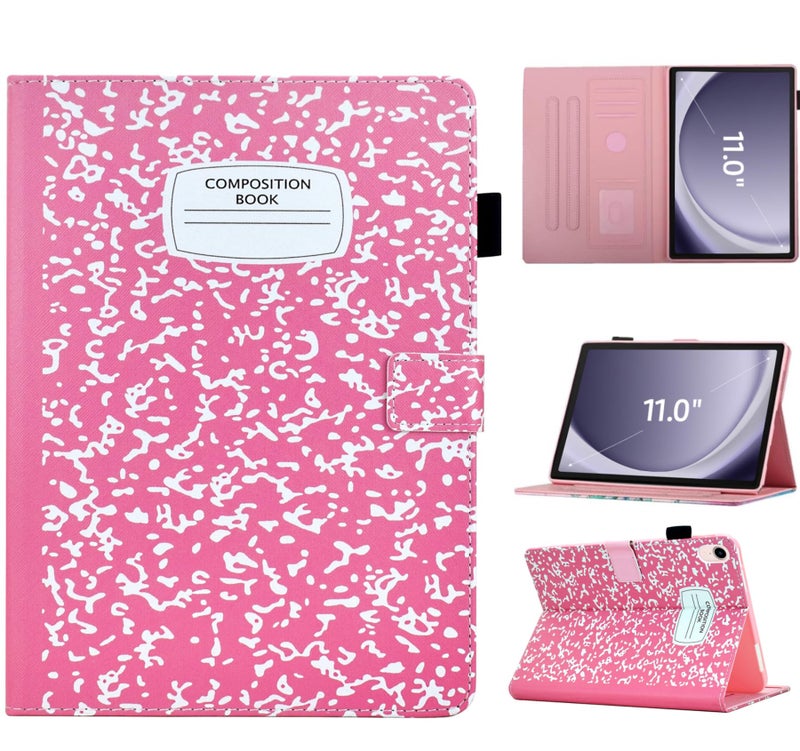 BYCeKe Case for Samsung Galaxy Tab A11+/A9 Plus 11 inch 2026/2024 PU Leather Multi Angle Stand Cover Slim Folio Protective Case for Galaxy Tab A11+/A9 Plus,Card Holder & Auto Wake/Sleep, Pink NoteBook - Image 1